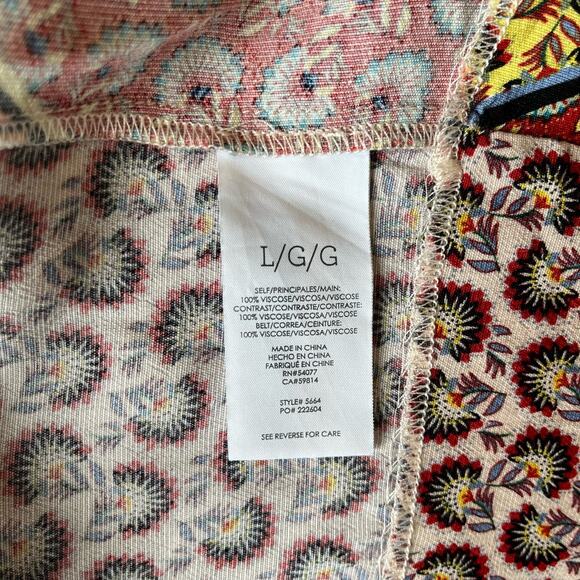 Cabi Poet Kimono Duster Jacket  5664Size Large Yellow Gold Patchwork Floral Boho - Picture 11 of 11